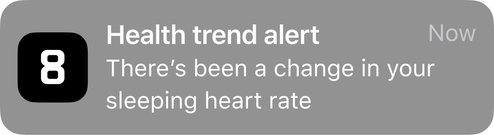 A notification showing a Health Trend update