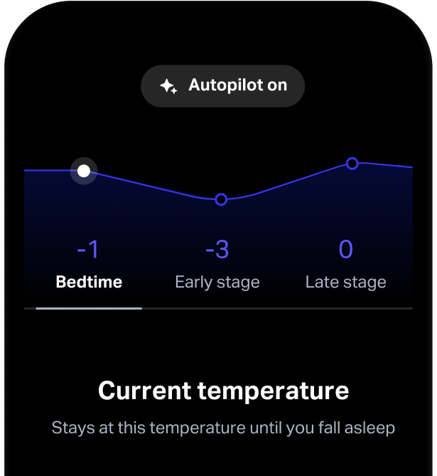 The Eight Sleep app with a temperature adjustment screen