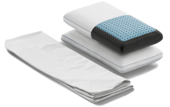 The Sleep Fit bundle includes one white matterss protector (Pod Protector) and two Carbon Air Pillows