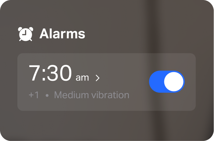 Alarm wakeup setup screen